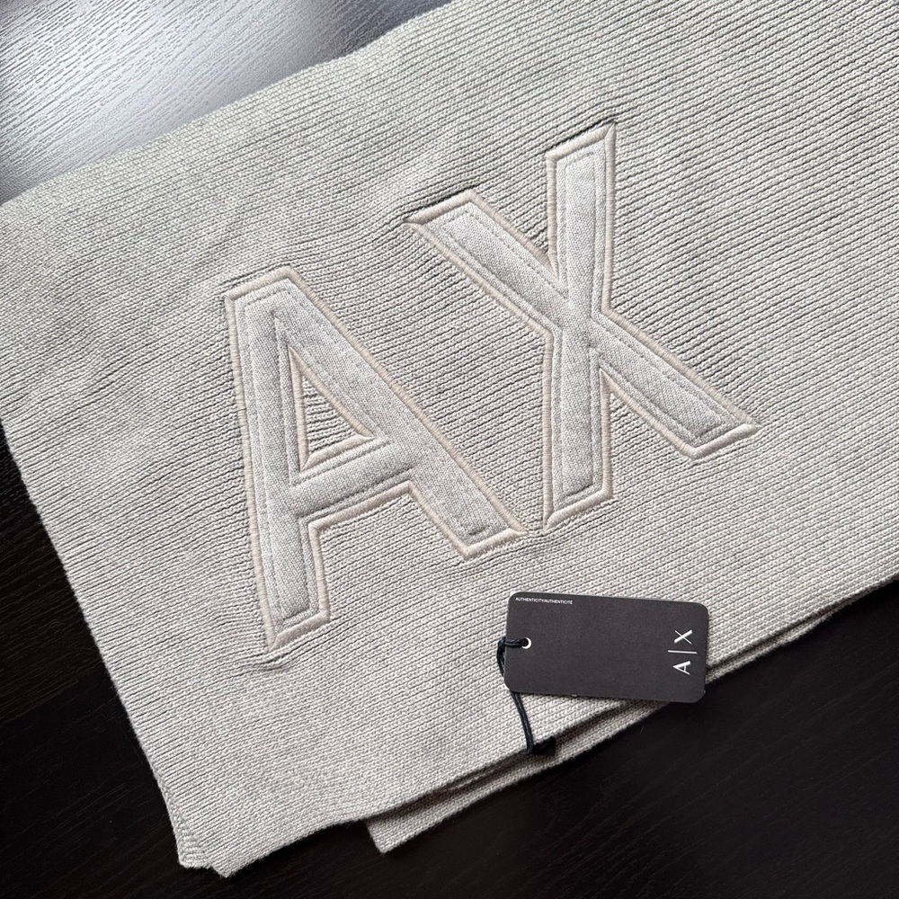 NWT Armani Exchange A|X Logo Scarf Gray Cotton Knit Unisex